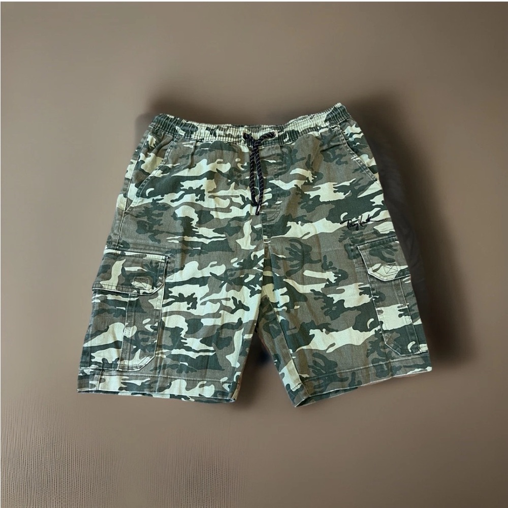 Tony Hawk Men Elastic Waist  Cotton Stretch Twill Camo Cargo Short Size M